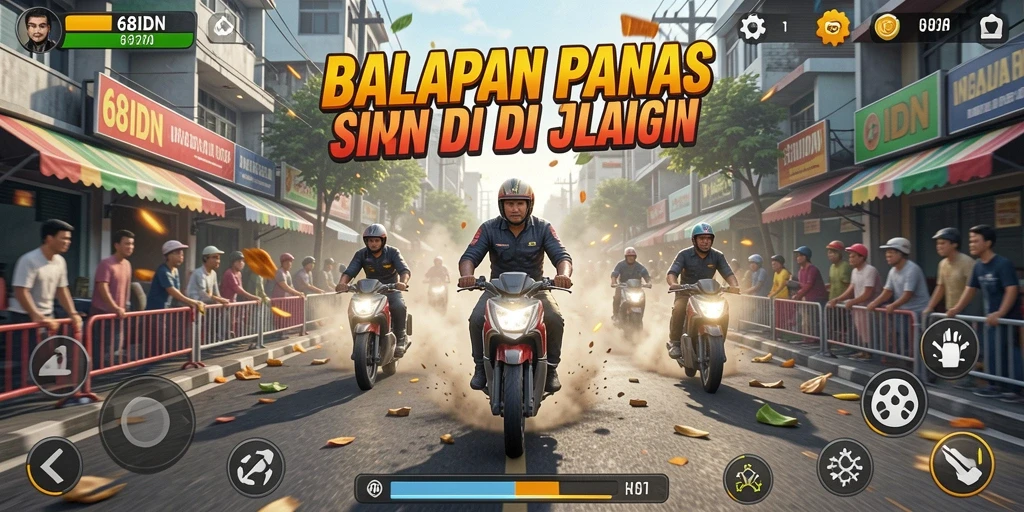 Gameplay Racing mendebarkan dalam 68IDN dengan mobil cepat dan trek seru.
