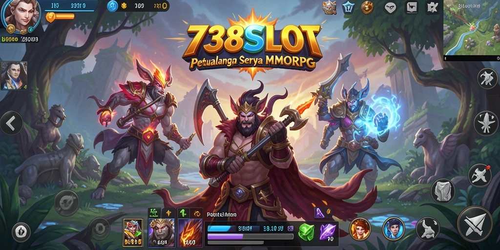 Tangkapan layar utama 738SLOT menampilkan aksi seru dalam gameplay MMORPG.