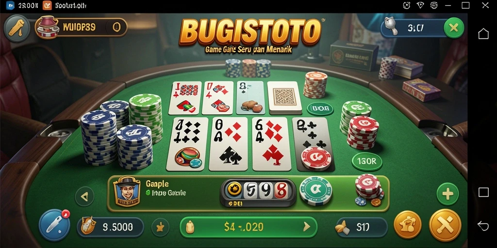 Tampilan gameplay seru dalam BUGISTOTO dengan kartu Gaple yang menarik.