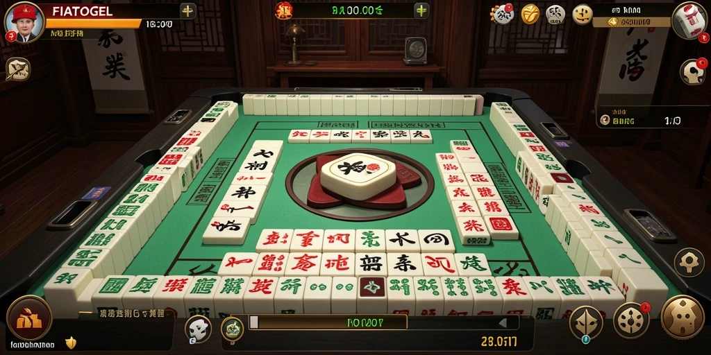 Tampilan gameplay seru dari FIATOGEL dengan elemen Mahjong yang menarik.