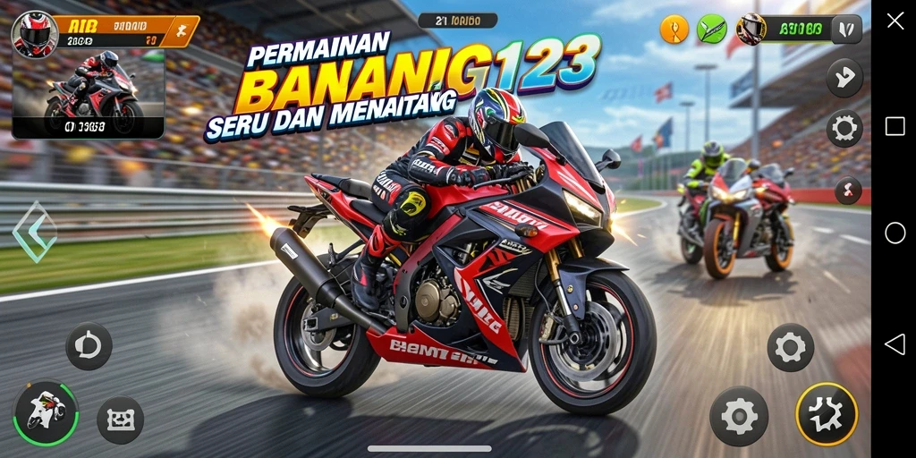 Tampilan gameplay seru dalam MENANG123 dengan balap motor cepat.