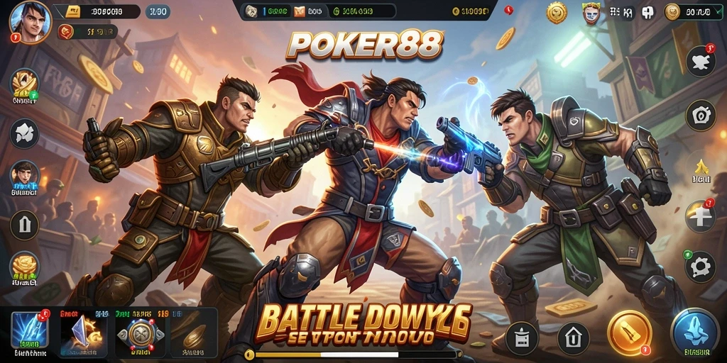 Tangkapan layar POKER88 menunjukkan aksi mengasyikkan dalam pertarungan Battle Royale.