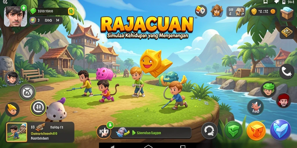 Tangkapan layar gameplay RAJACUAN menunjukkan momen interaksi sosial karakter.