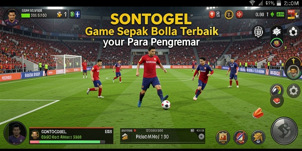Screenshot menunjukkan aksi pertandingan sepak bola yang seru di SONTOGEL.